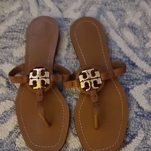 Tory Burch Shoes - Tory Burch Tan Sandals with Gold Accents